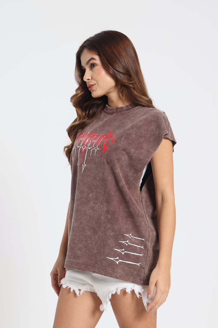 Acidwash Dark Brown Silglism Desing Tank