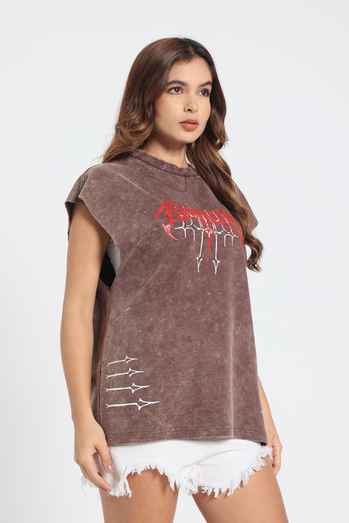 Acidwash Dark Brown Silglism Desing Tank