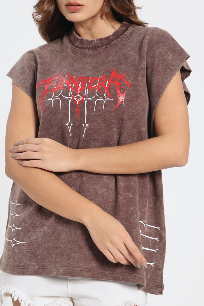 Acidwash Dark Brown Silglism Desing Tank