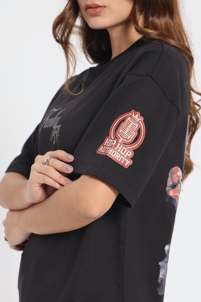 Karan aujla Edition Glow in  Dark Black Oversized T-Shirt