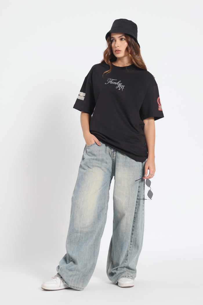 Karan aujla Edition Glow in  Dark Black Oversized T-Shirt