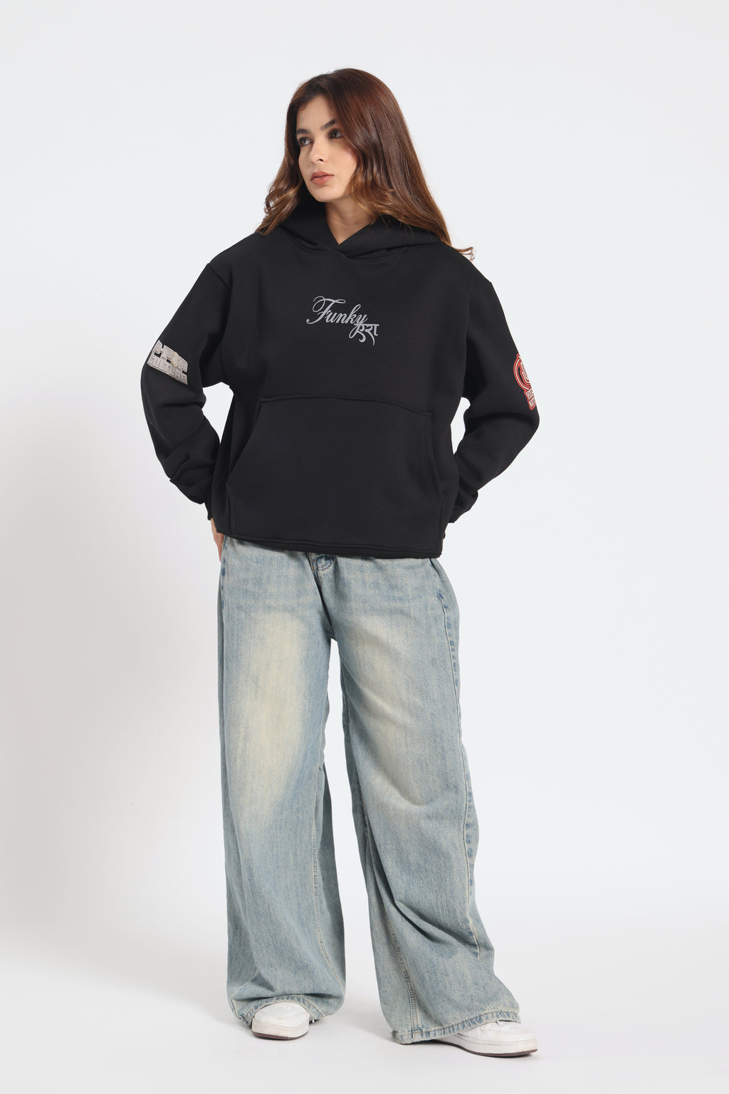 Karan Aujla Edition Glow in Dark Black Oversized kangaroo pocket hoodie