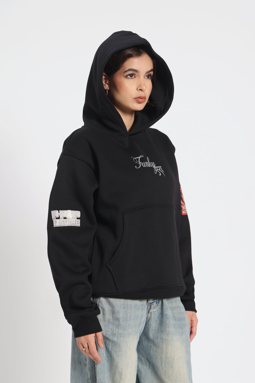 Karan Aujla Edition Glow in Dark Black Oversized kangaroo pocket hoodie