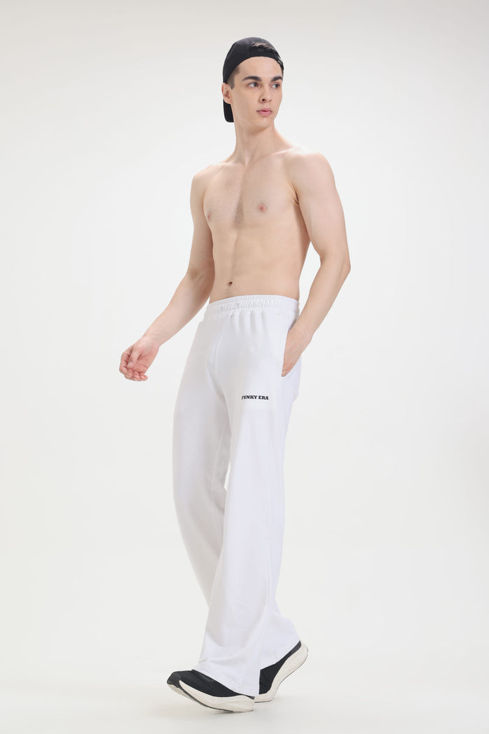 White Wide-Leg Sweatpants