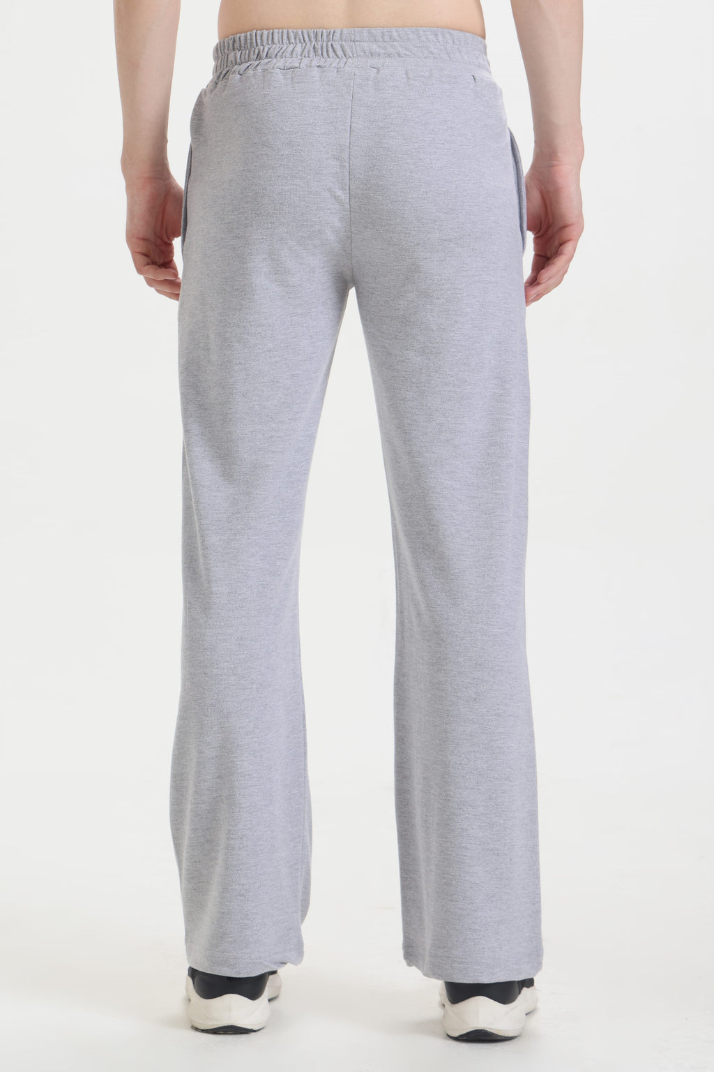 Grey Melange Wide-Leg Sweatpants