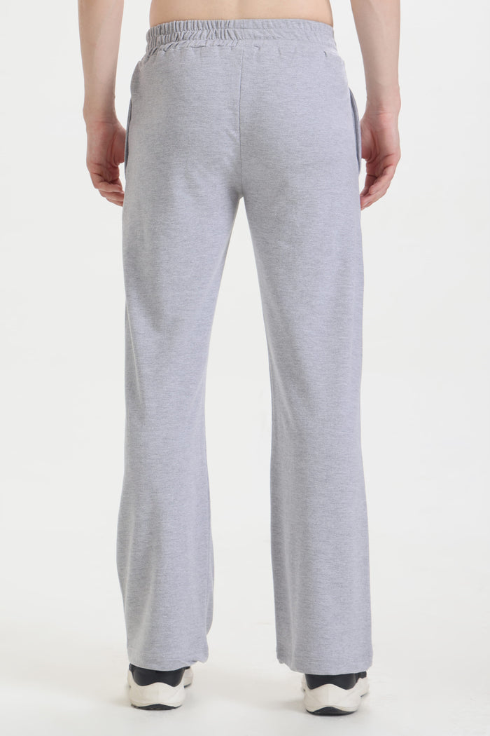 Grey Melange Wide-Leg Sweatpants