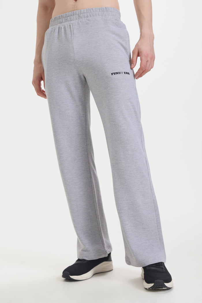Grey Melange Wide-Leg Sweatpants
