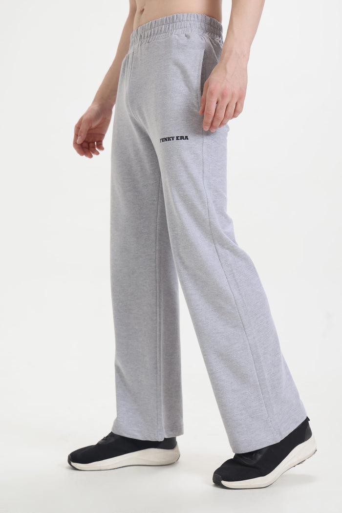 Grey Melange Wide-Leg Sweatpants