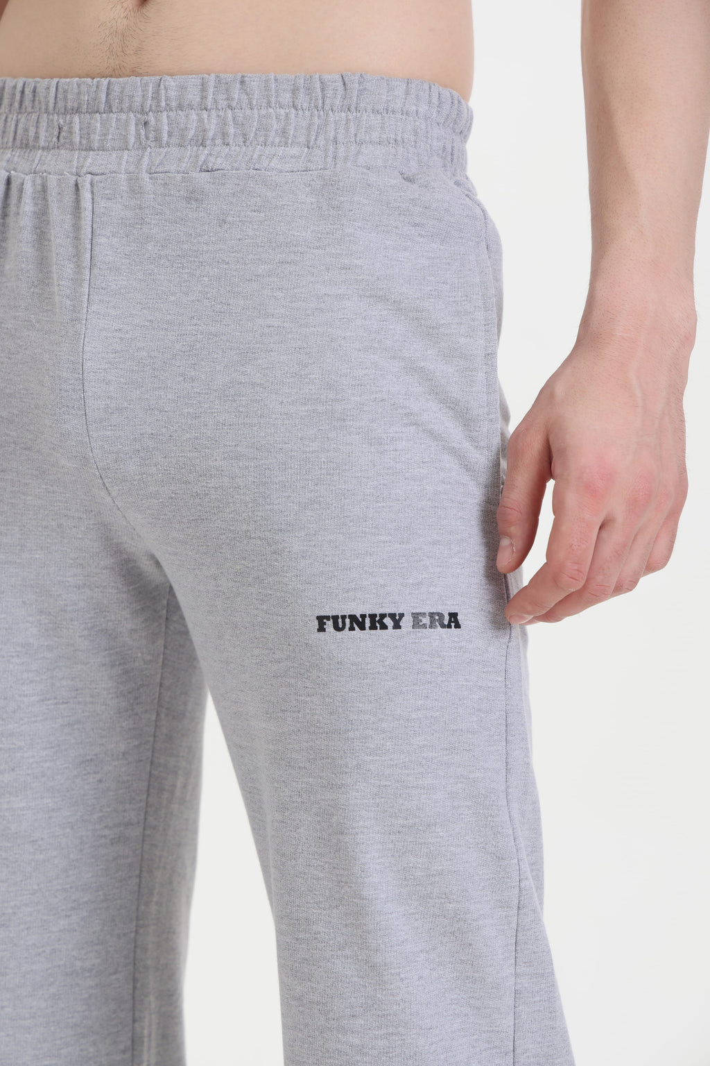 Grey Melange Wide-Leg Sweatpants