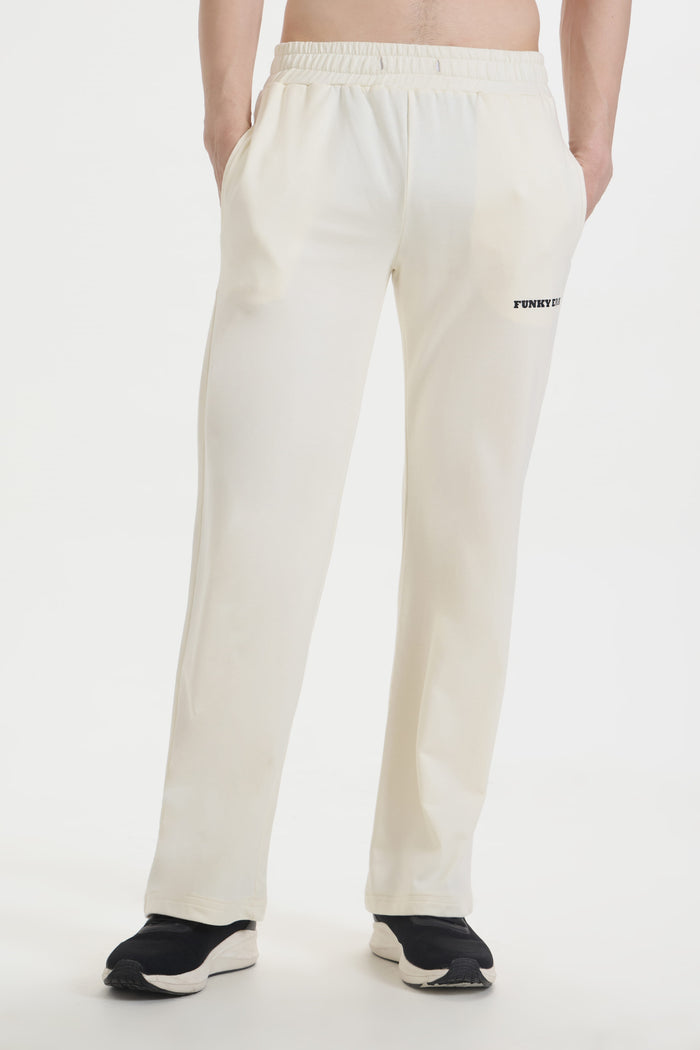 Cream Wide-Leg Sweatpants