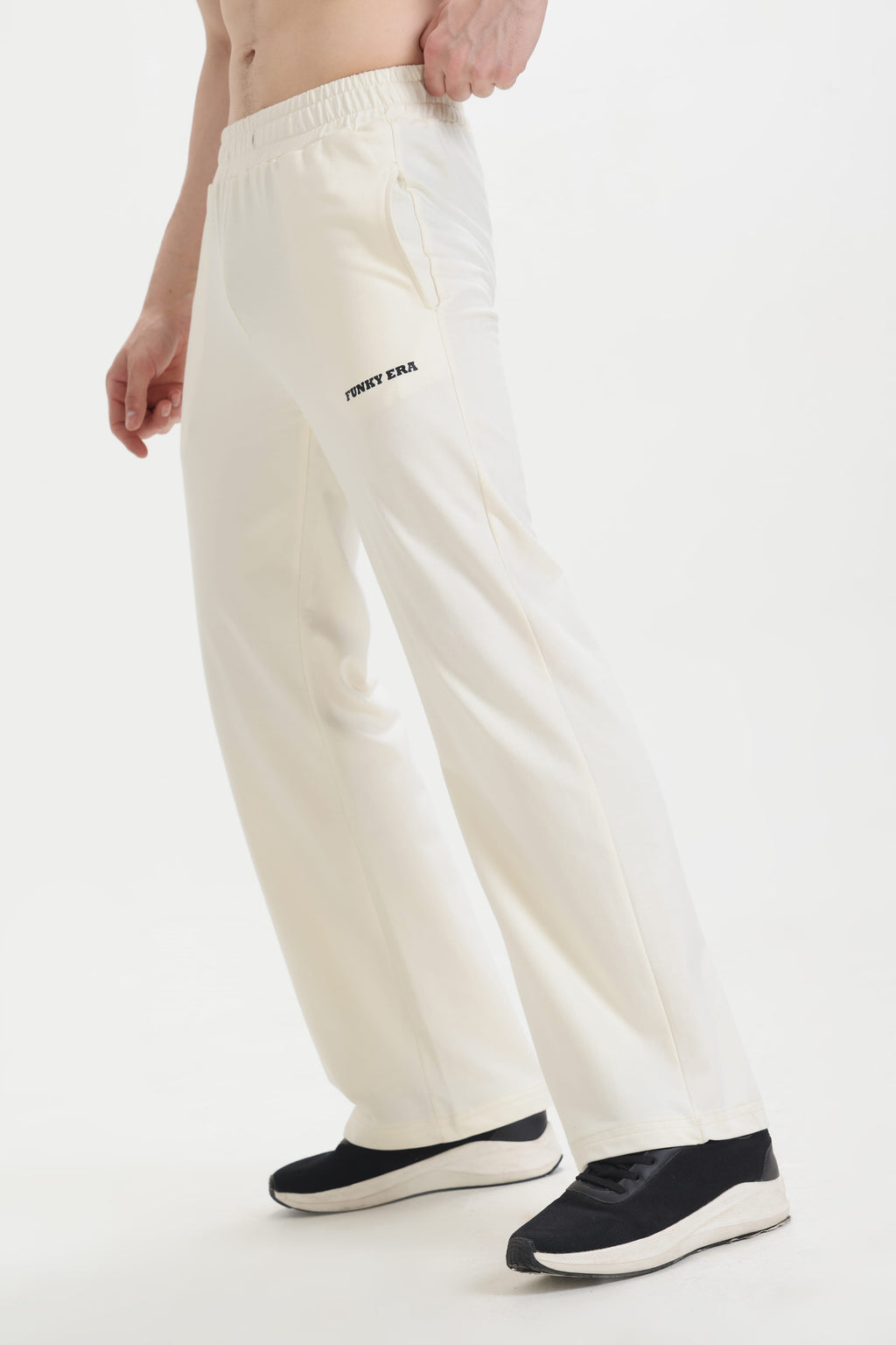 Cream Wide-Leg Sweatpants