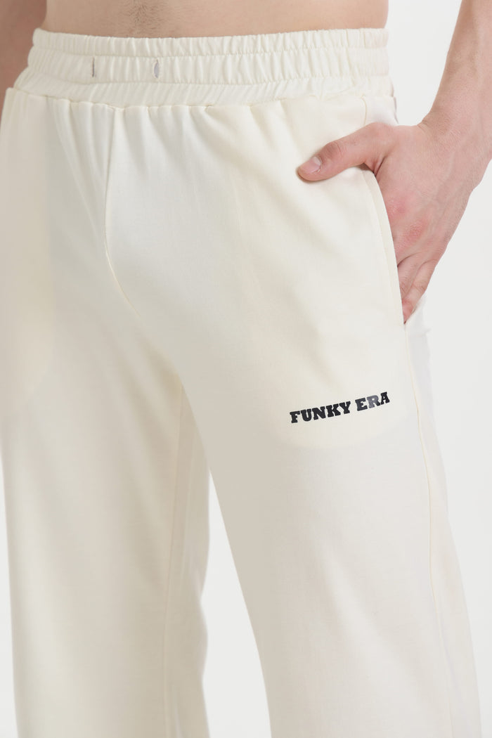 Cream Wide-Leg Sweatpants