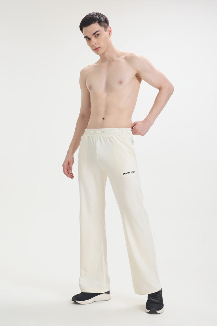 Cream Wide-Leg Sweatpants