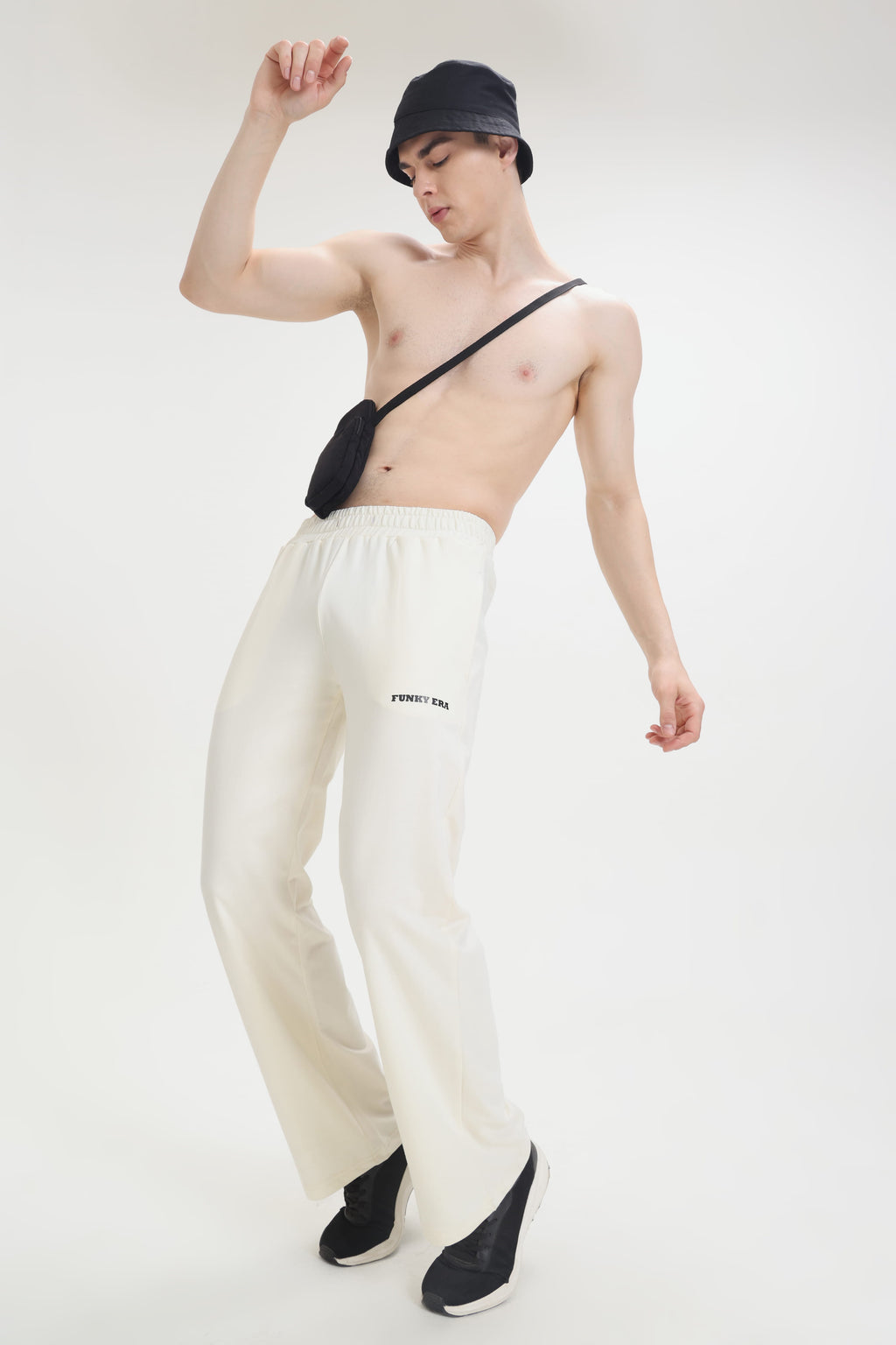 Cream Wide-Leg Sweatpants