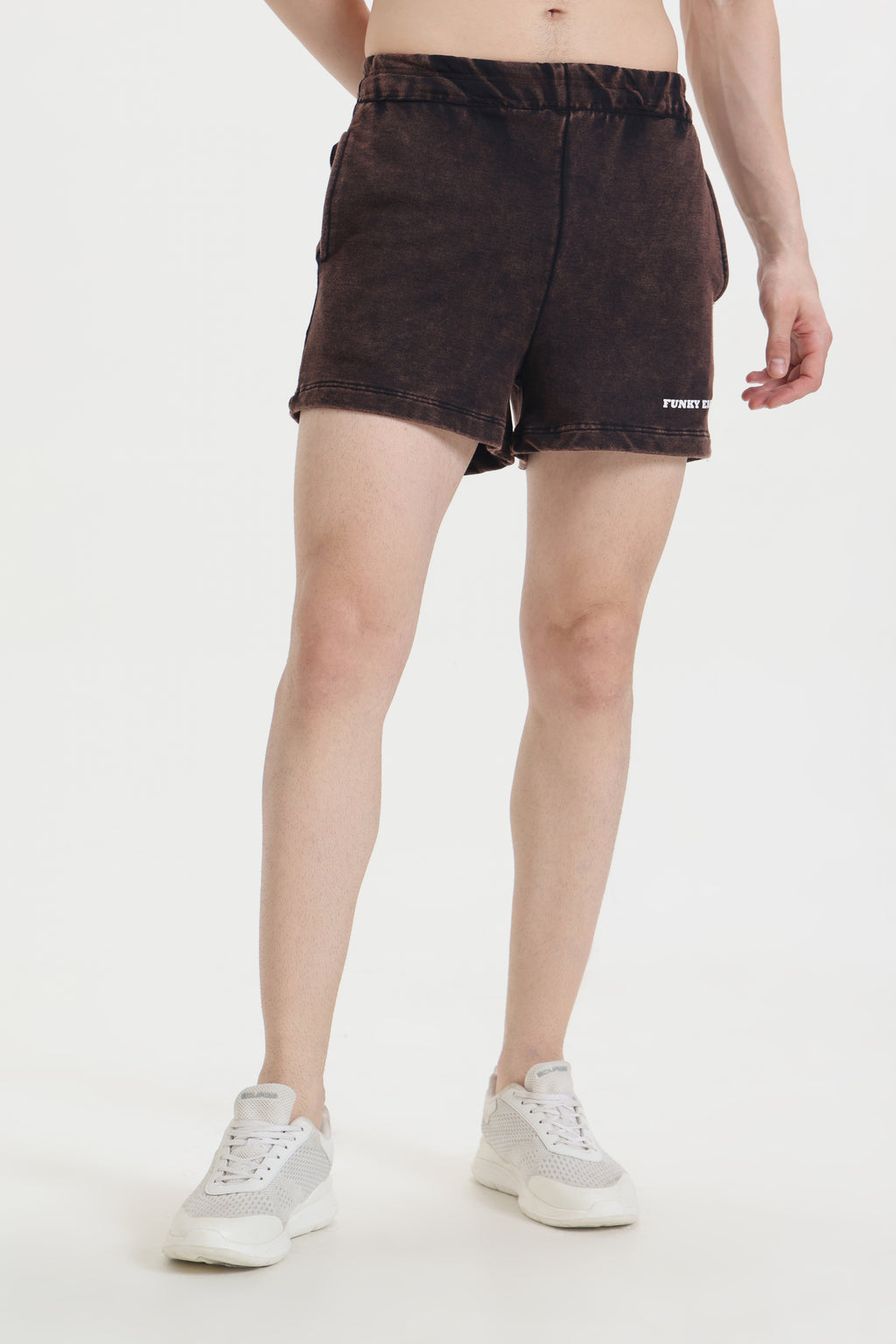 Dark brown acid wash shorts
