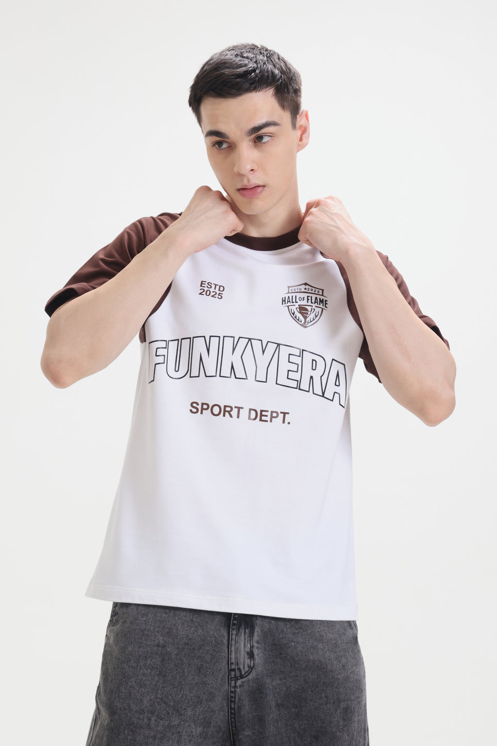 Sports Dept Coffee and white Raglan Oversized T-Shirt