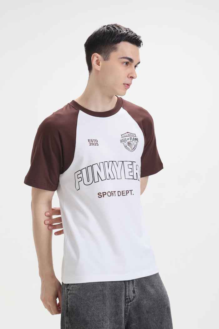 Sports Dept Coffee and white Raglan Oversized T-Shirt
