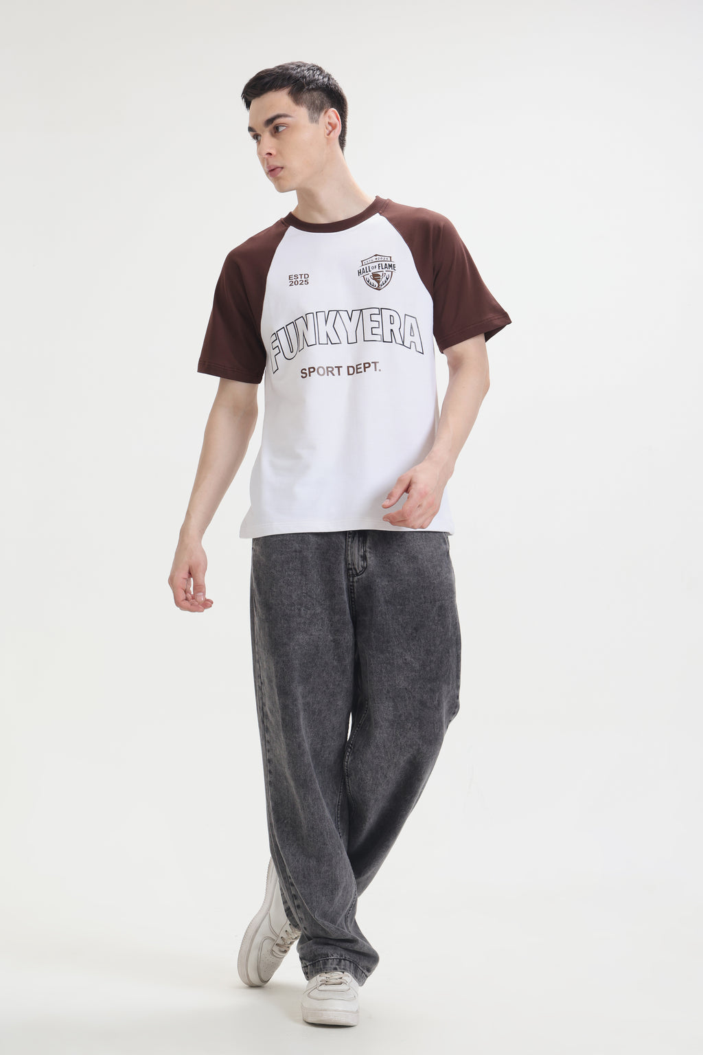 Sports Dept Coffee and white Raglan Oversized T-Shirt