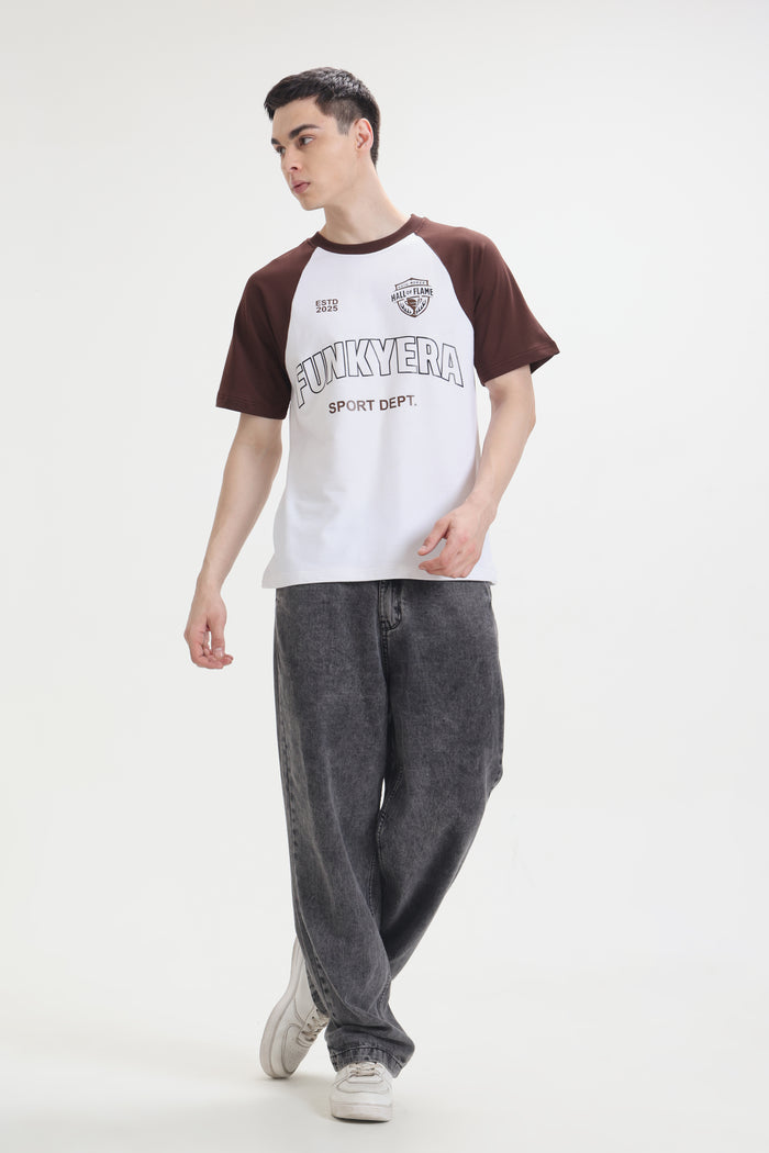 Sports Dept Coffee and white Raglan Oversized T-Shirt