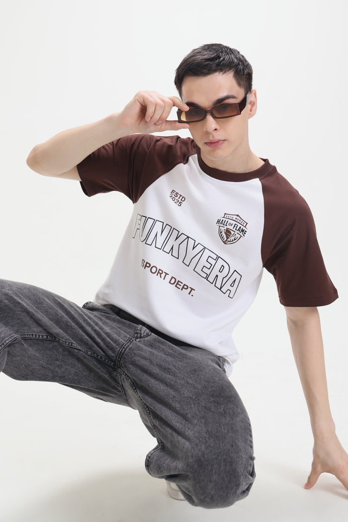 Sports Dept Coffee and white Raglan Oversized T-Shirt