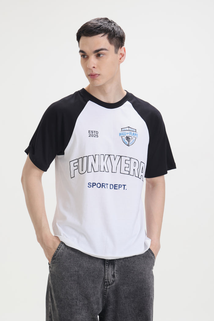 Sports Dept Black and White Raglan Oversized T-Shirt