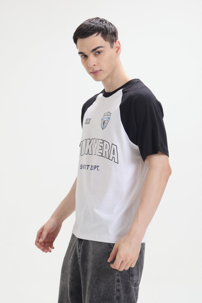 Sports Dept Black and White Raglan Oversized T-Shirt