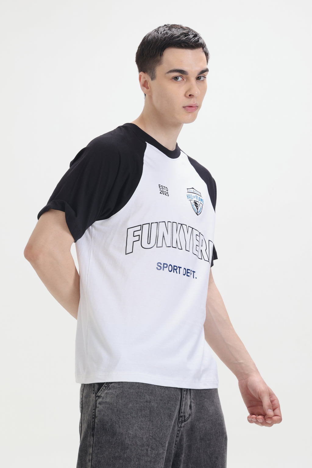 Sports Dept Black and White Raglan Oversized T-Shirt
