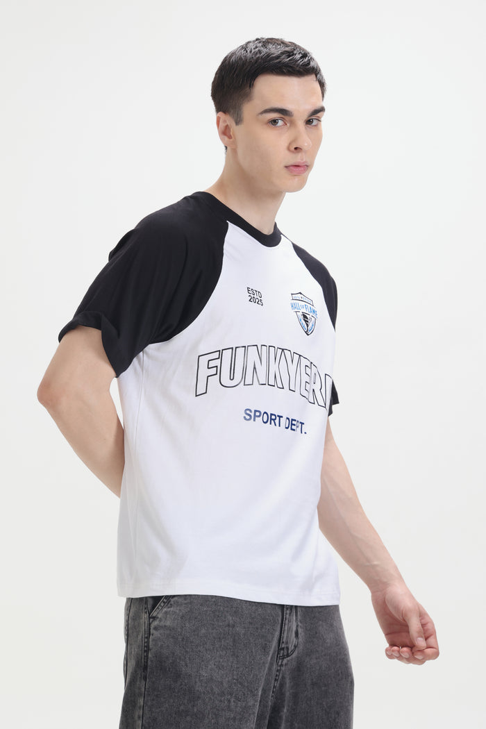 Sports Dept Black and White Raglan Oversized T-Shirt