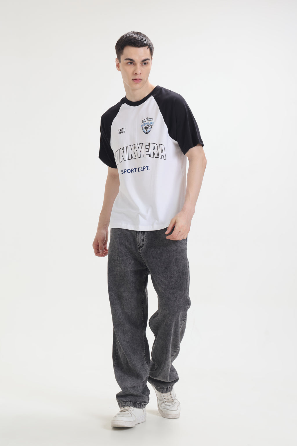Sports Dept Black and White Raglan Oversized T-Shirt