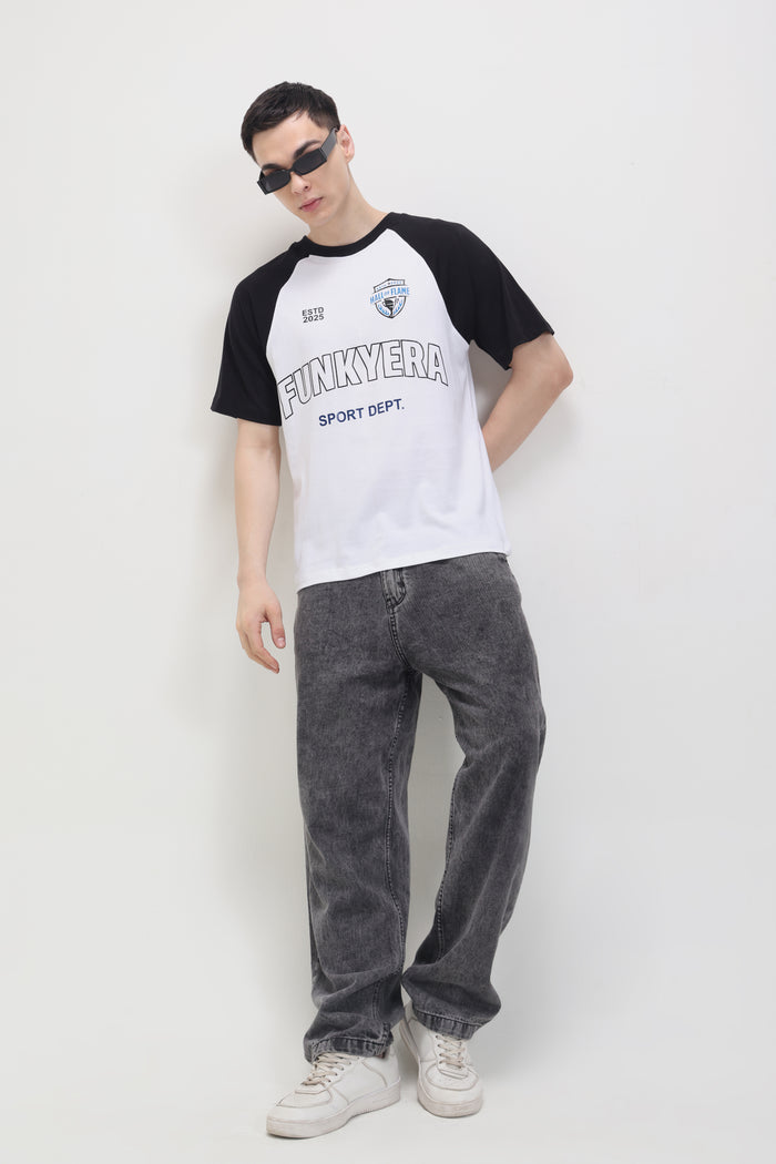 Sports Dept Black and White Raglan Oversized T-Shirt