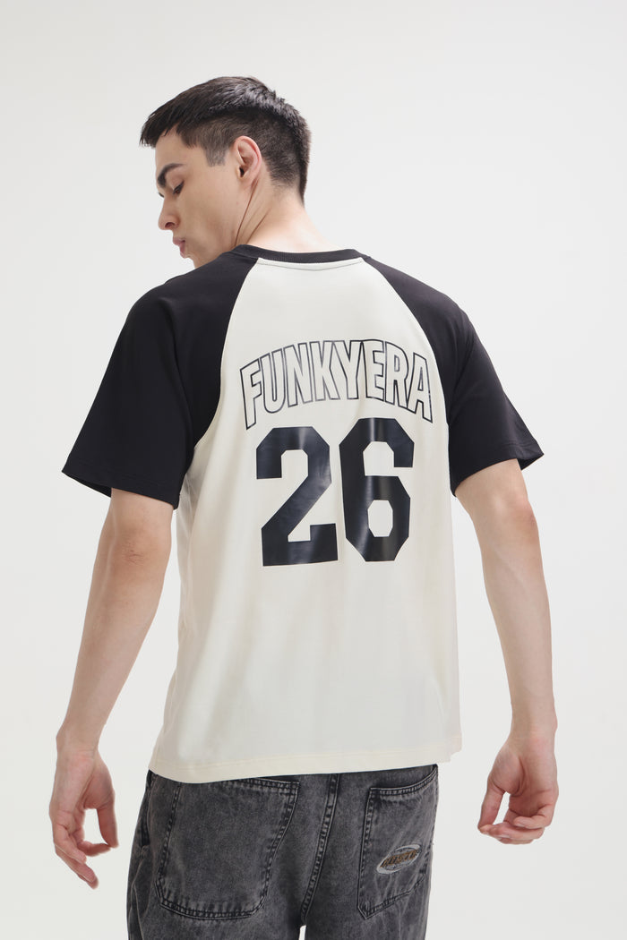Sports Dept Black and Cream Raglan Oversized T-Shirt