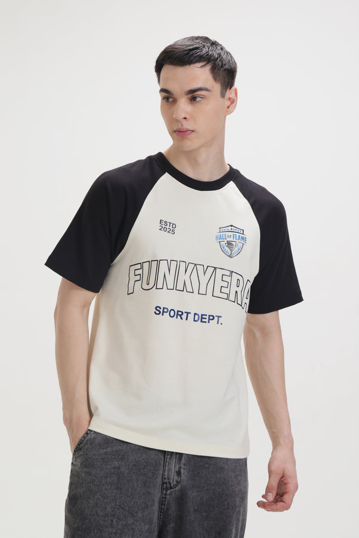 Sports Dept Black and Cream Raglan Oversized T-Shirt