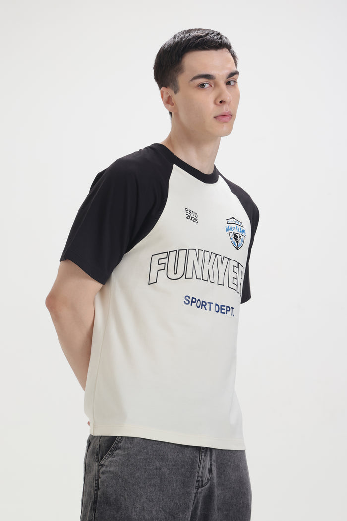 Sports Dept Black and Cream Raglan Oversized T-Shirt