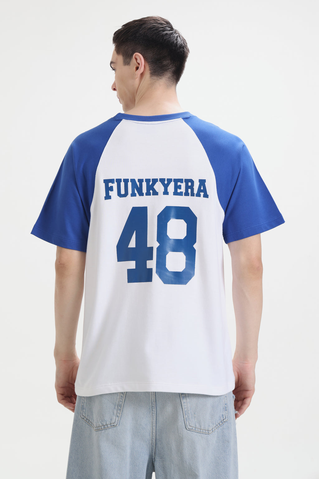 Funky Era Dropout University Royal Blue and White Raglan Oversized T-Shirt