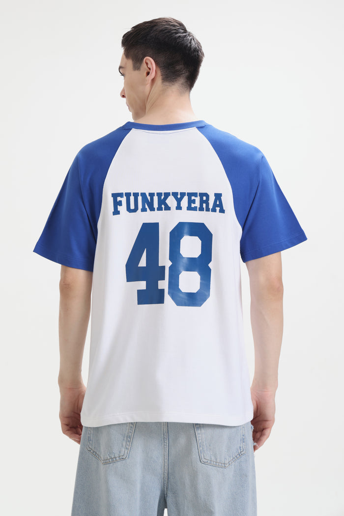 Funky Era Dropout University Royal Blue and White Raglan Oversized T-Shirt