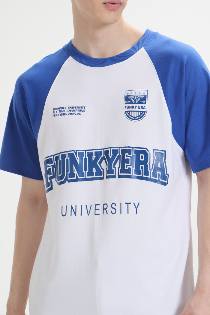Funky Era Dropout University Royal Blue and White Raglan Oversized T-Shirt