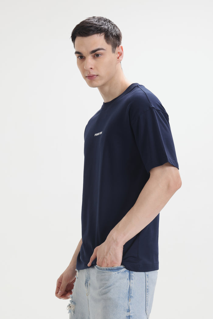 Navy Blue Signature oversized T-Shirt
