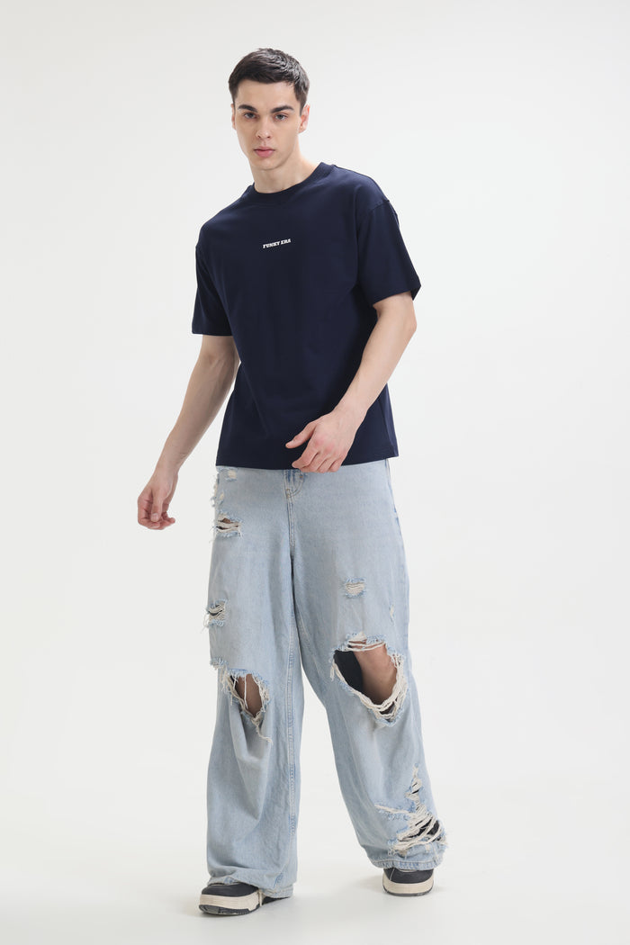 Navy Blue Signature oversized T-Shirt