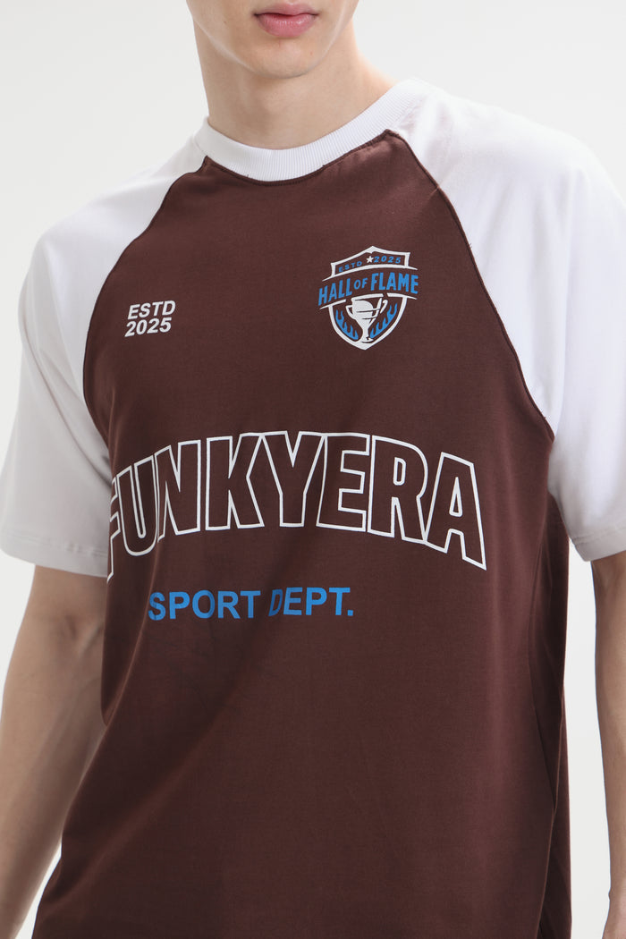 Sports Dept White and Coffee Raglan Oversized T-Shirt