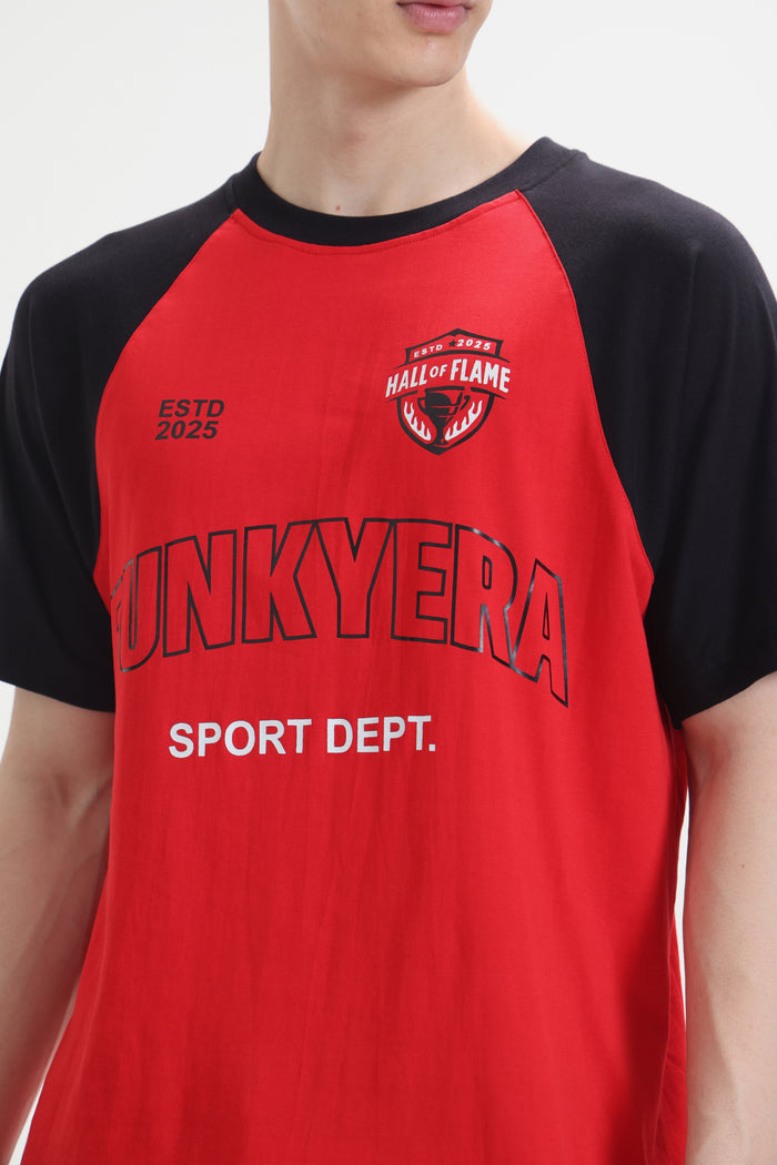Sports Dept Black and Red Raglan Oversized T-Shirt