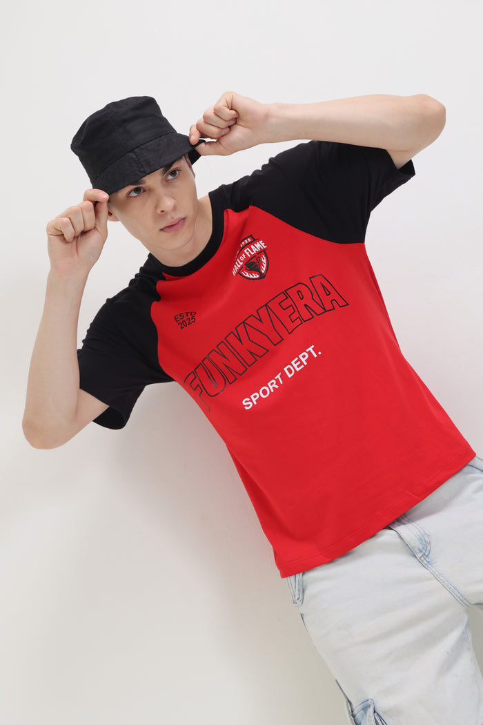 Sports Dept Black and Red Raglan Oversized T-Shirt