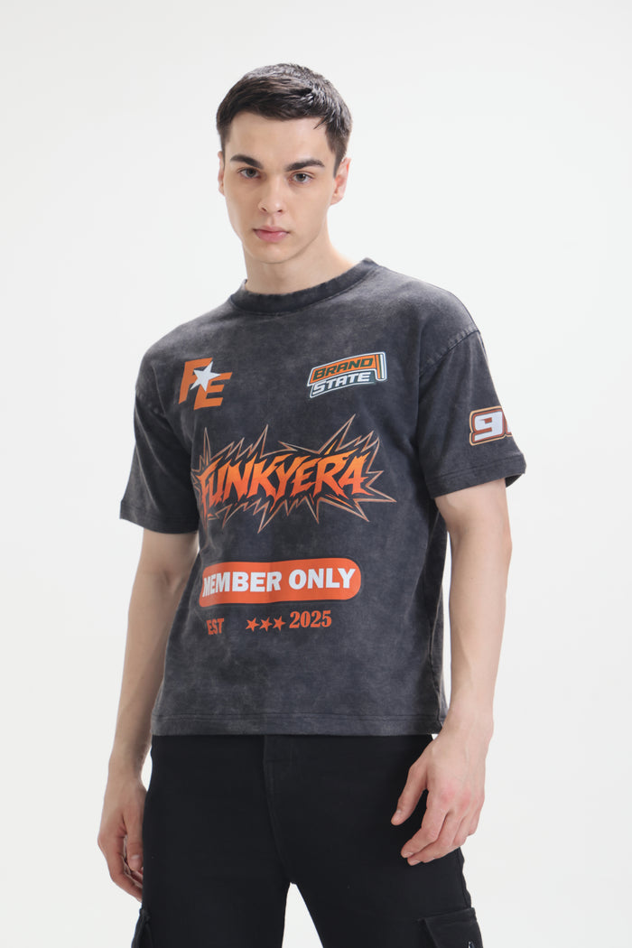 Porsche Racing Edition Acidwash Black Oversized T-Shirt