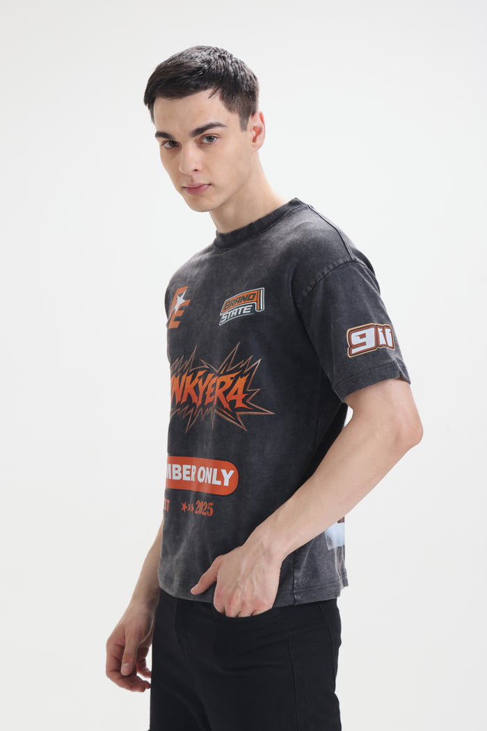 Porsche Racing Edition Acidwash Black Oversized T-Shirt