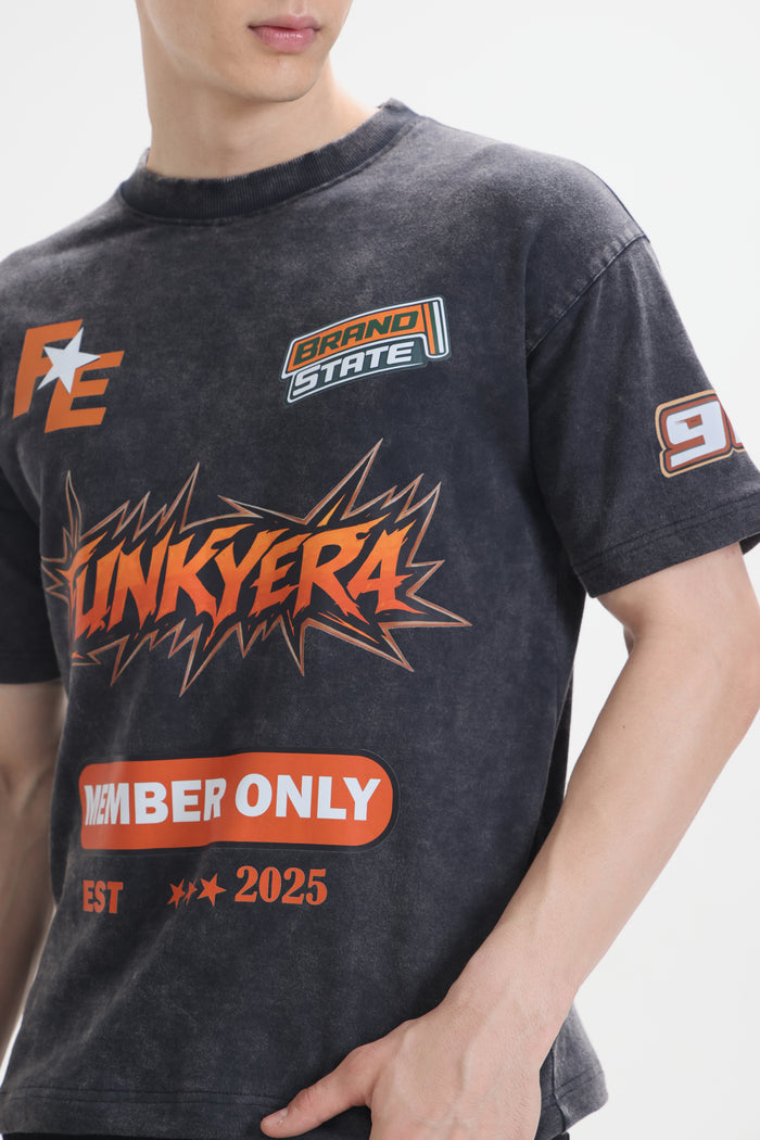 Porsche Racing Edition Acidwash Black Oversized T-Shirt