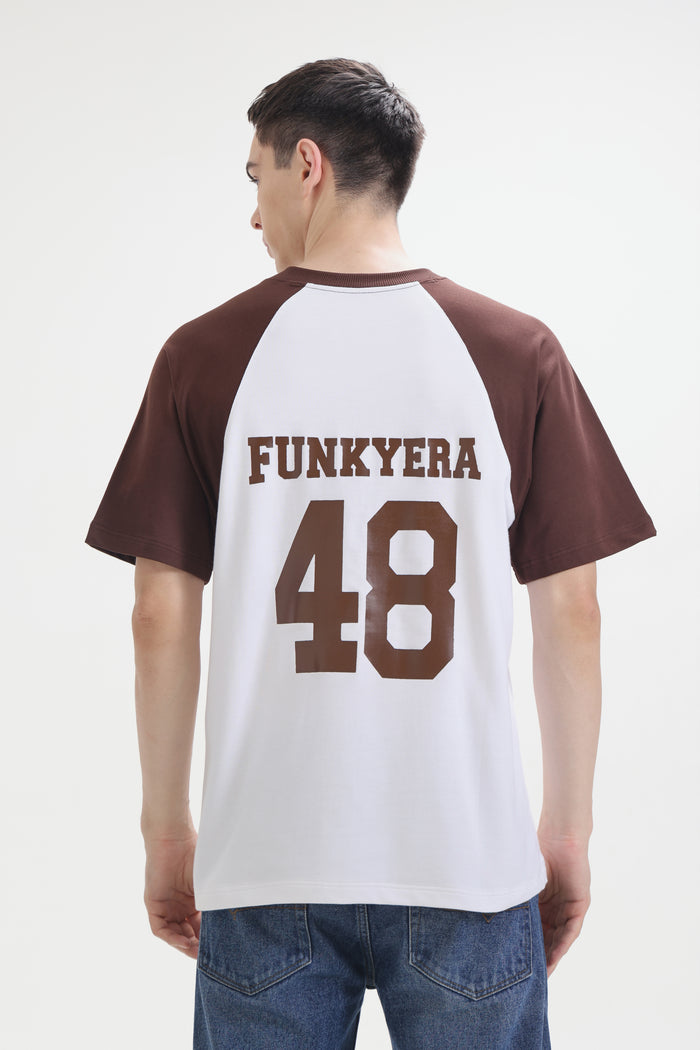 Funky Era Dropout University Coffee and White Raglan Oversized T-Shirt