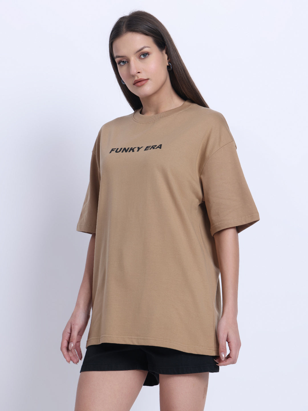 Good Vibes Beige Oversized Tee