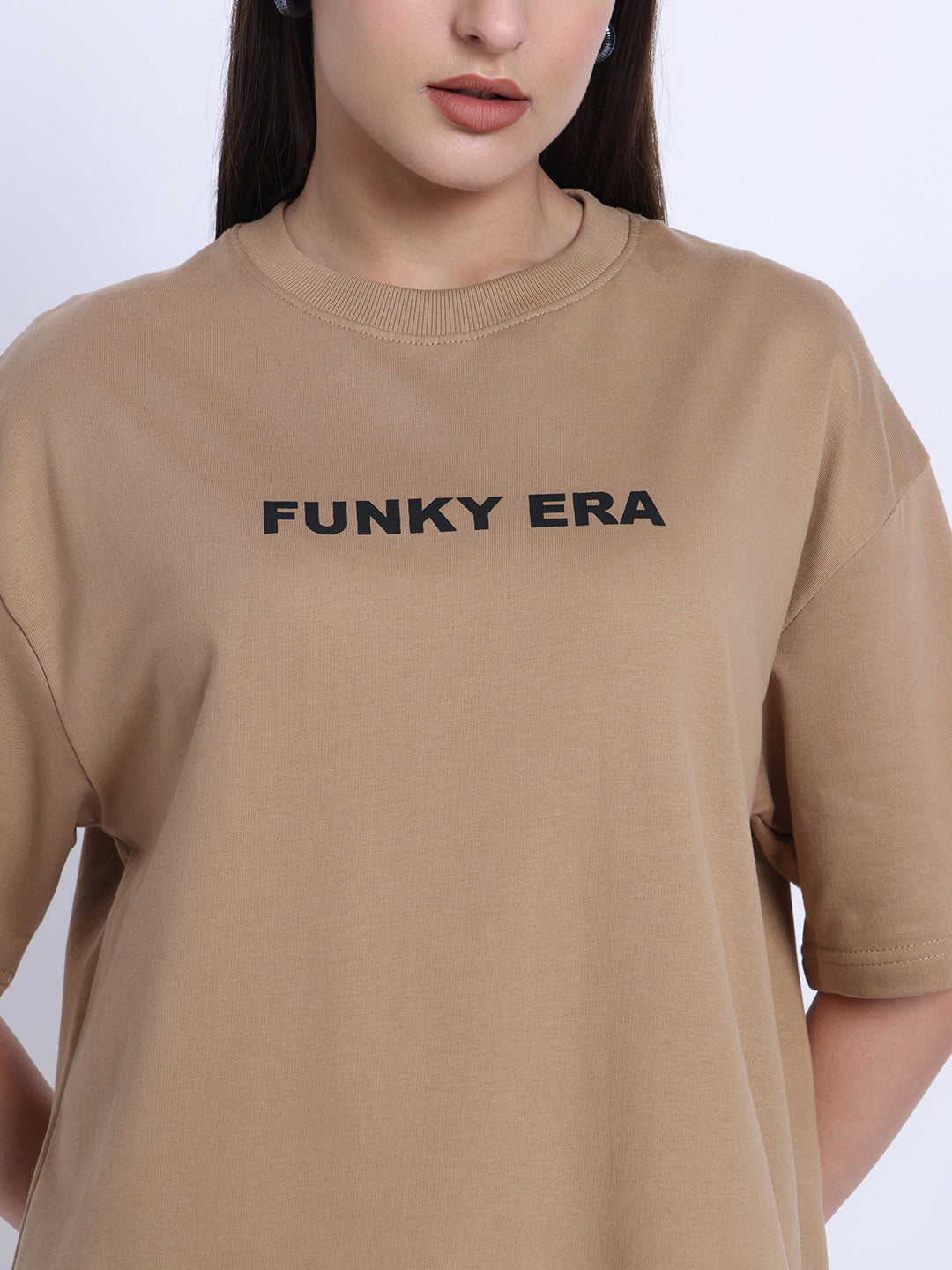 Good Vibes Beige Oversized Tee