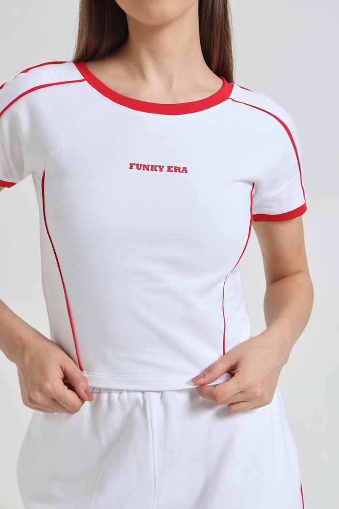 White Baby Tee and Wide-Leg Sweatpants co-ord set