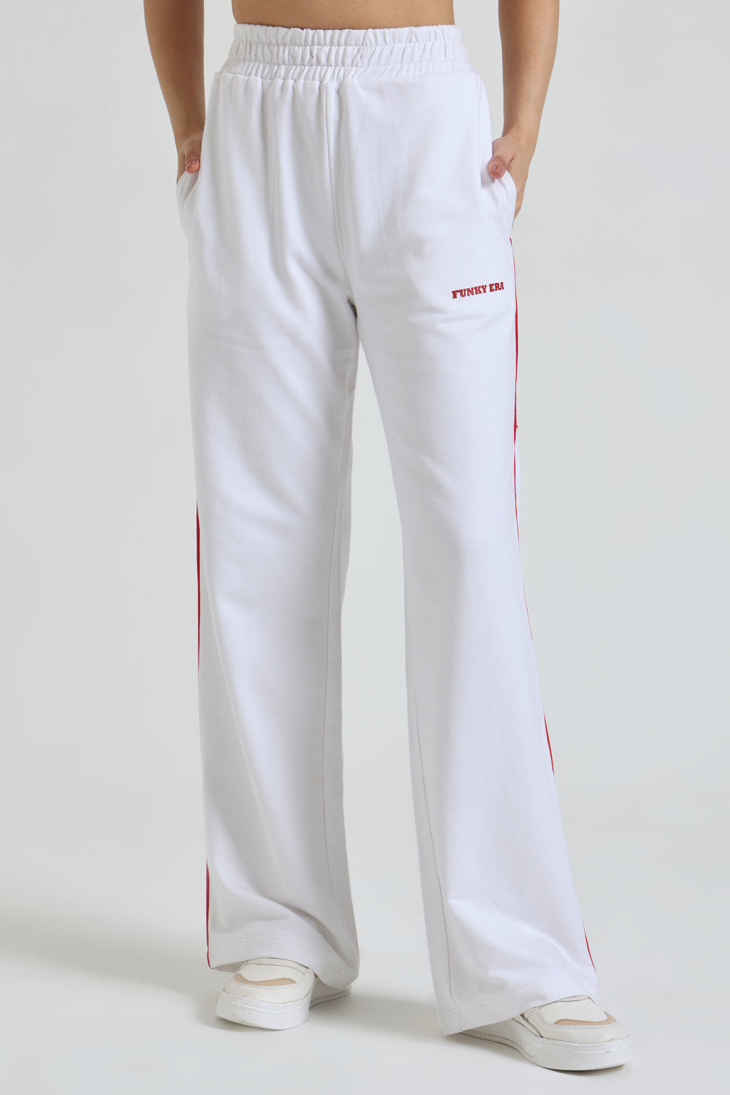 White Baby Tee and Wide-Leg Sweatpants co-ord set
