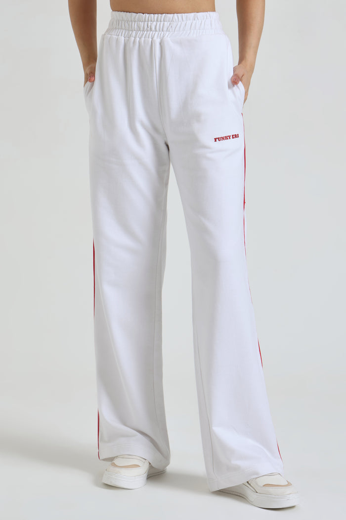 White Baby Tee and Wide-Leg Sweatpants co-ord set
